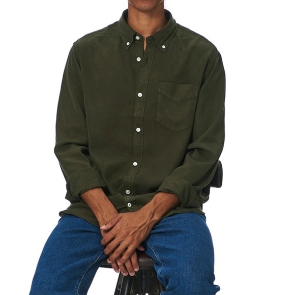 NN07 Levon Tencel Shirt Dark Army - Picture 1 of 8